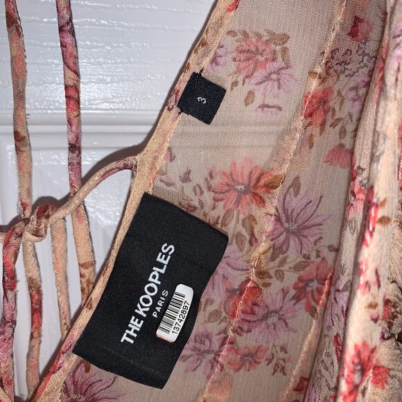 The Kooples Women's Floaty Cottagecore Dress Size 3 L 8 US Orange Floral Hi Low - Picture 10 of 11